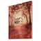 Designart - House In Red Autumn Woods - Cabin & Lodge Print on Natural Pine Wood